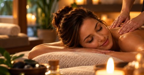 Experiência de massagem relaxante em ambiente de bem-estar