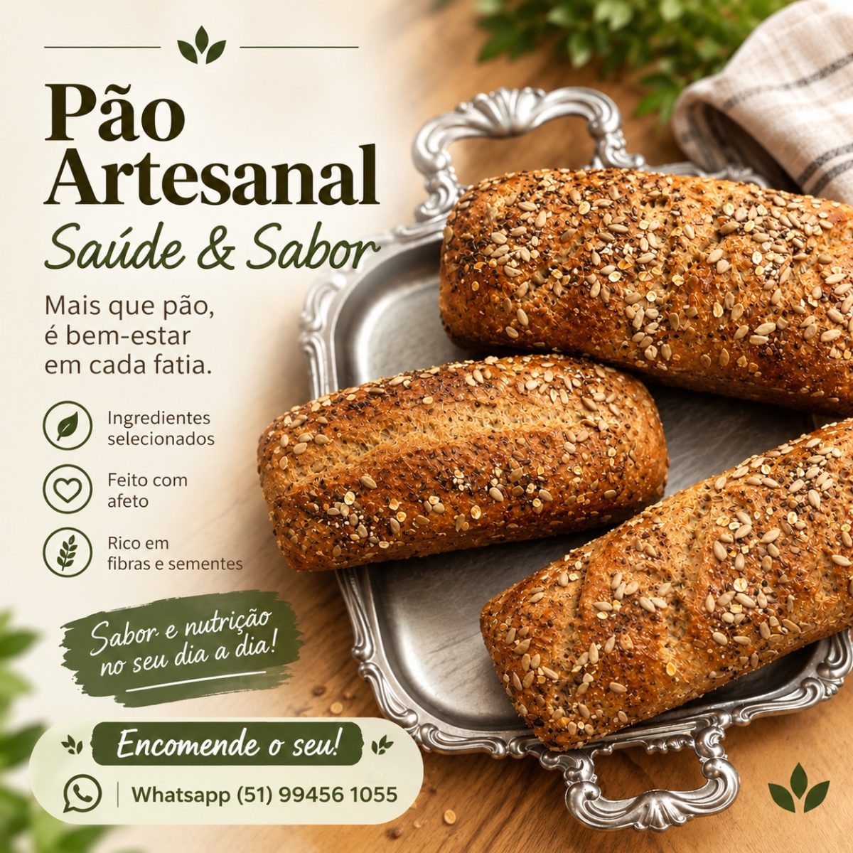 Imagem da campanha Pão Caseiro Tradicional ou Integral com 14% OFF