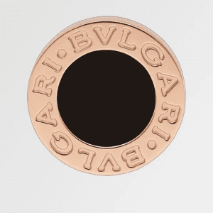 Brinco de botão referência Bvlgari em ouro rosa 18K cravejado com ônix .