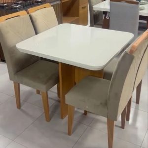 Mesa de Jantar com 4 Cadeiras Nevada 90x90 Bom Pastor Novo Fazemos entrega