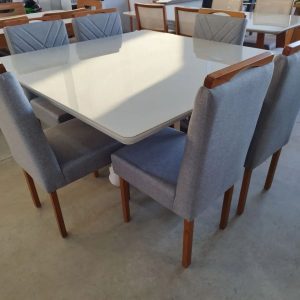 Mesa de Jantar 6 com Cadeiras Quadrada 1.35x1.35cm